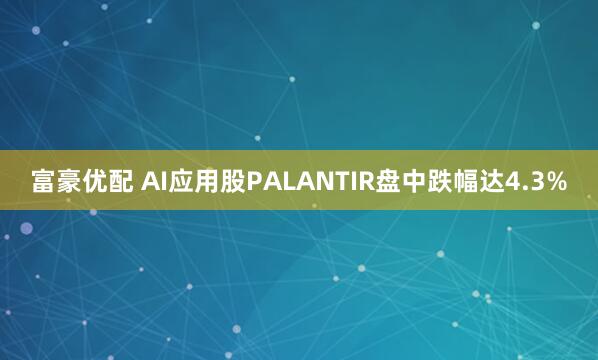 富豪优配 AI应用股PALANTIR盘中跌幅达4.3%